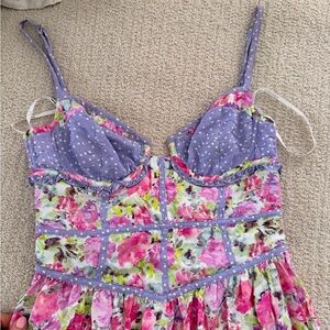 For Love And Lemons Purple and Pink Floral Dress